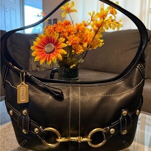 COACH VINTAGE LEATHER ERGO HOBO Black and Gold Women's Bag